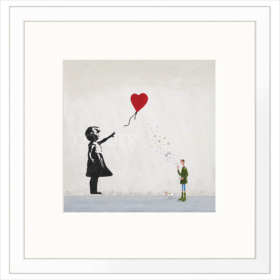 Red Balloon & Bubbles Framed Limited Edition Print by Chris Ross Williamson
