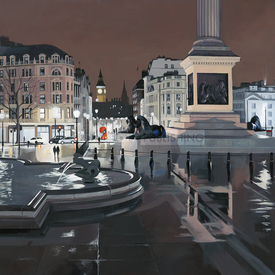 Rainy Night, Trafalgar Square Limited Edition Print by Jo Quigley