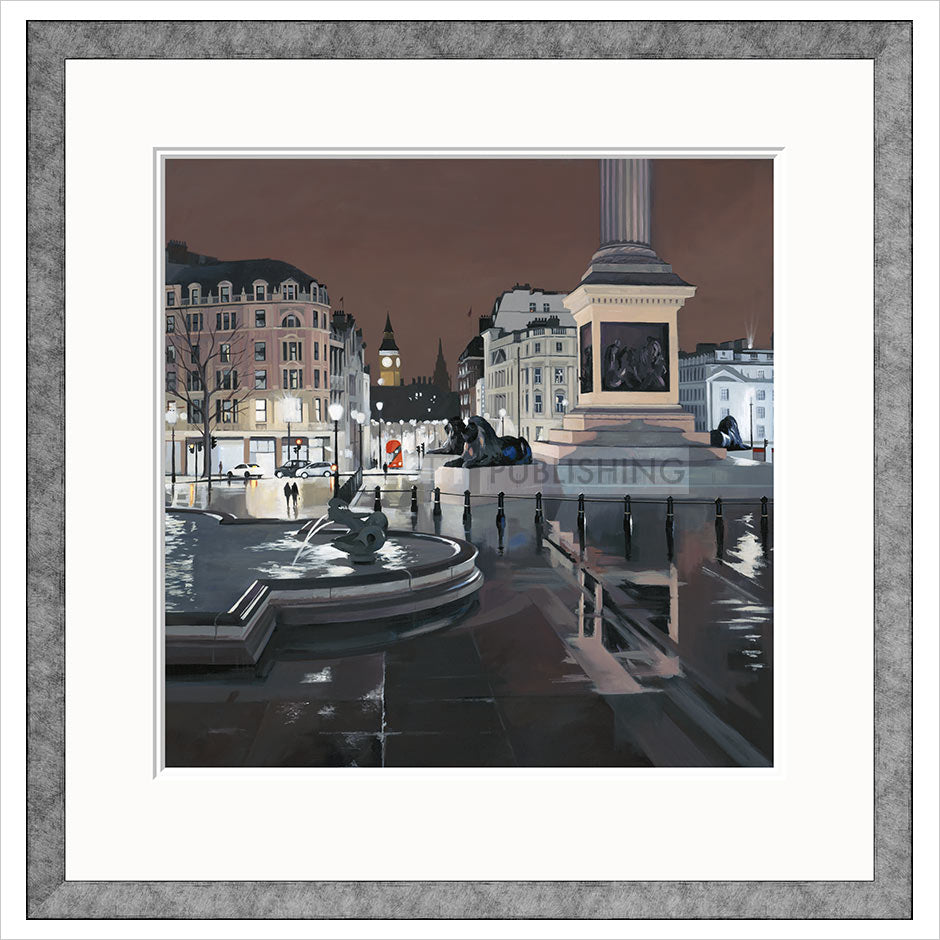 Rainy Night, Trafalgar Square Framed Limited Edition Print by Jo Quigley