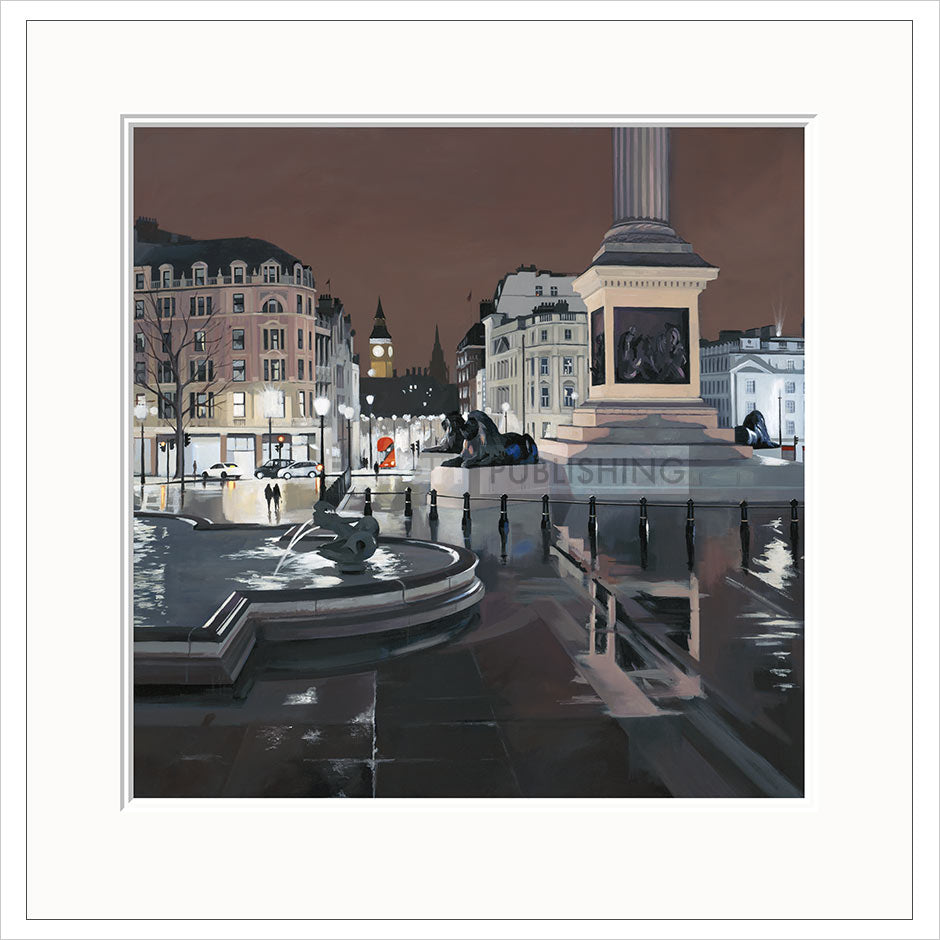 Rainy Night, Trafalgar Square Mounted Limited Edition Print by Jo Quigley