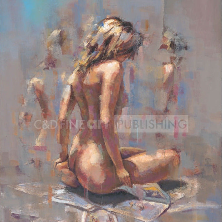 Kneeling Nude Block Mounted Limited Edition Print by Martin Leighton