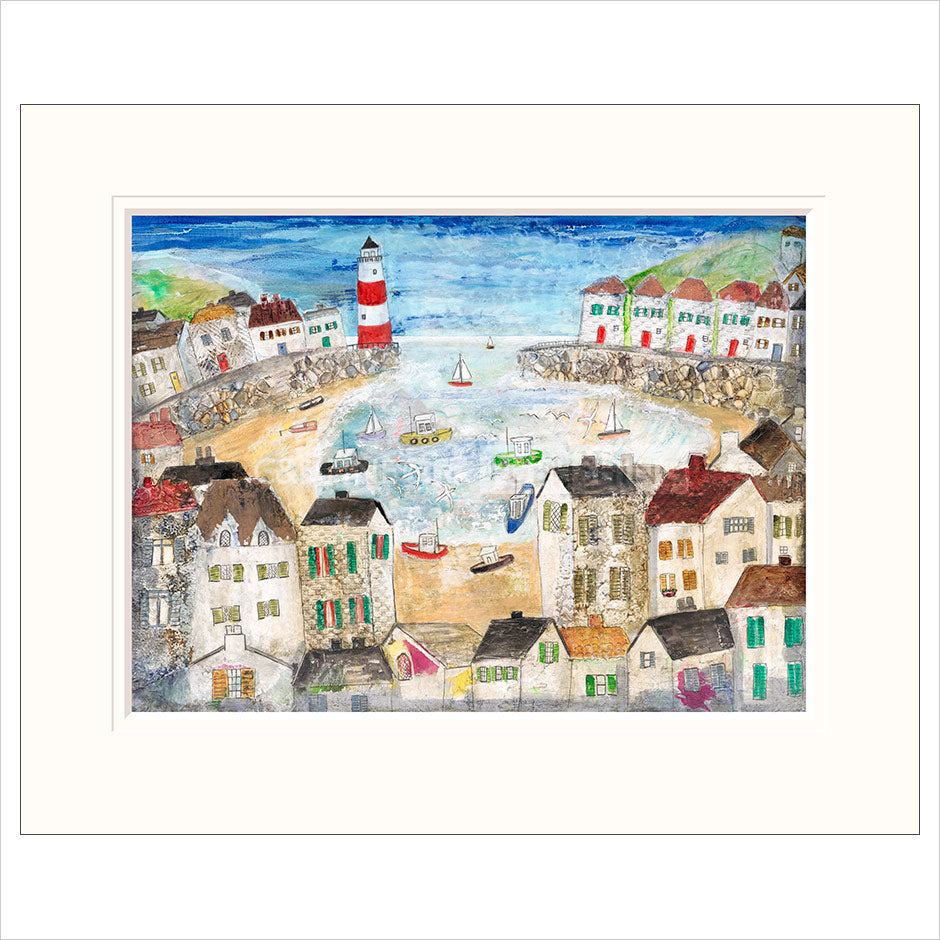 Harbour Light House Mounted Limited Edition Print by Rosa Sepple
