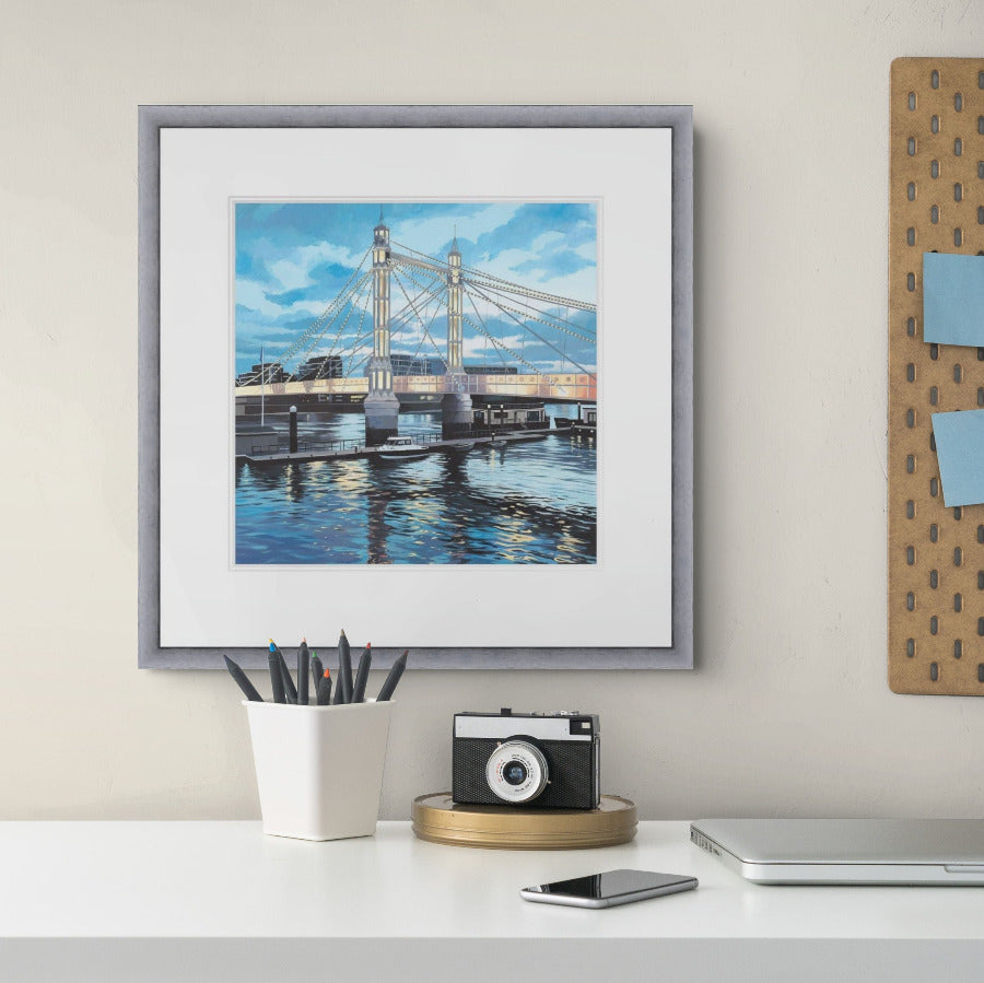 Albert Bridge by Jo Quigley in a bright and contemporary home office setting