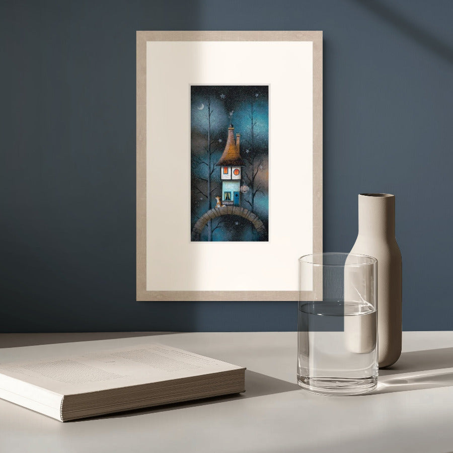 Love to the Moon by Gary Walton in a moody blue contemporary setting
