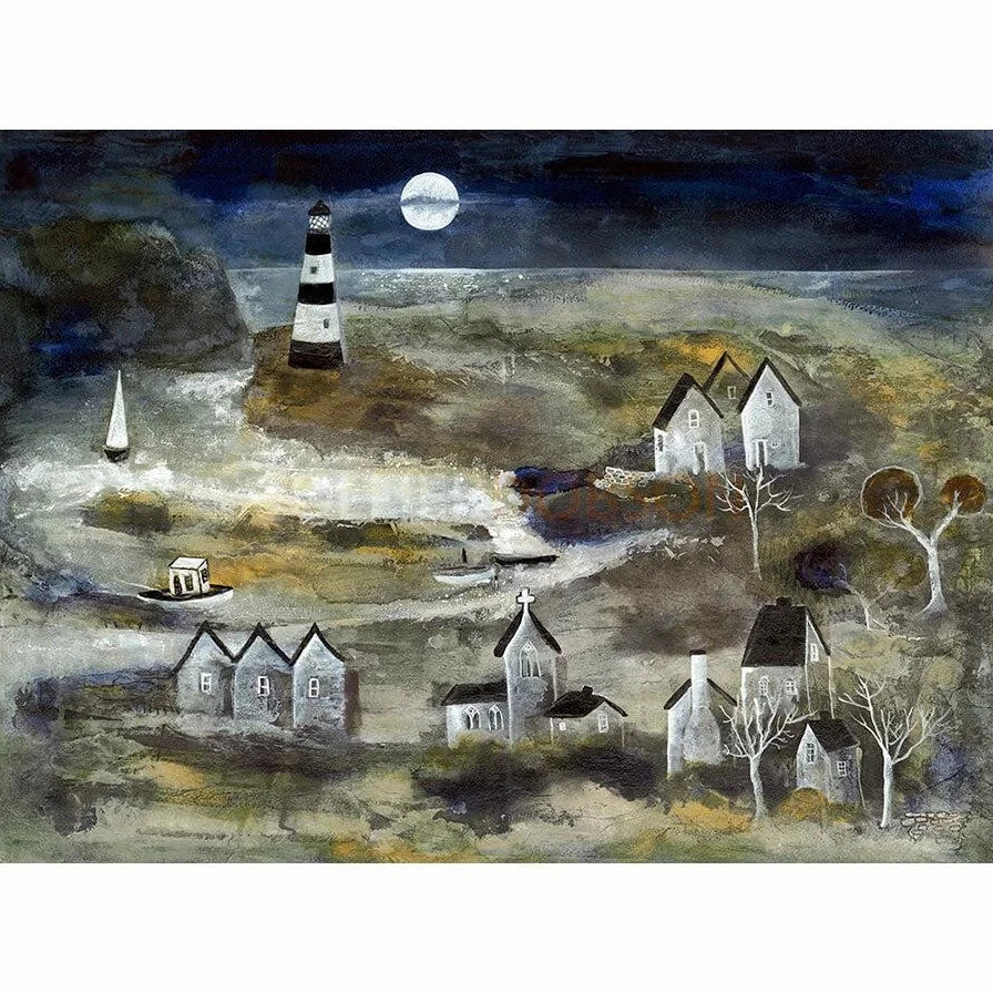 Moonlit Lighthouse Limited Edition Print by Rosa Sepple