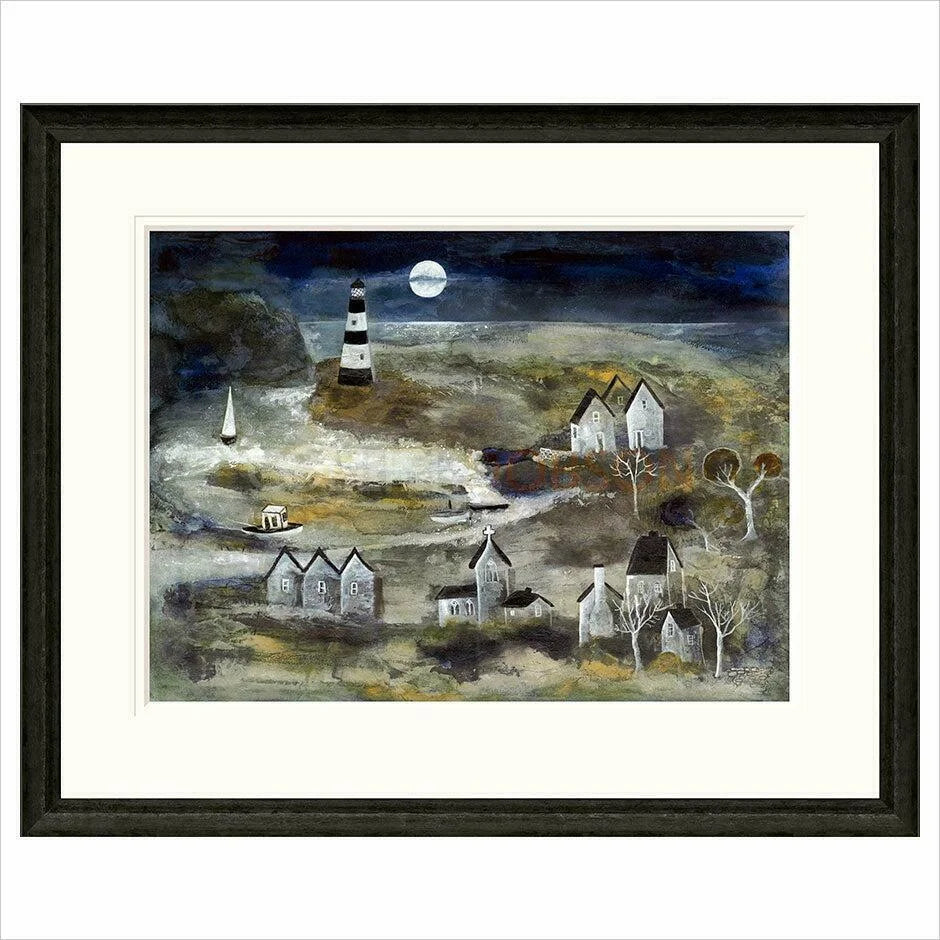 Moonlit Lighthouse Framed Limited Edition Print by Rosa Sepple
