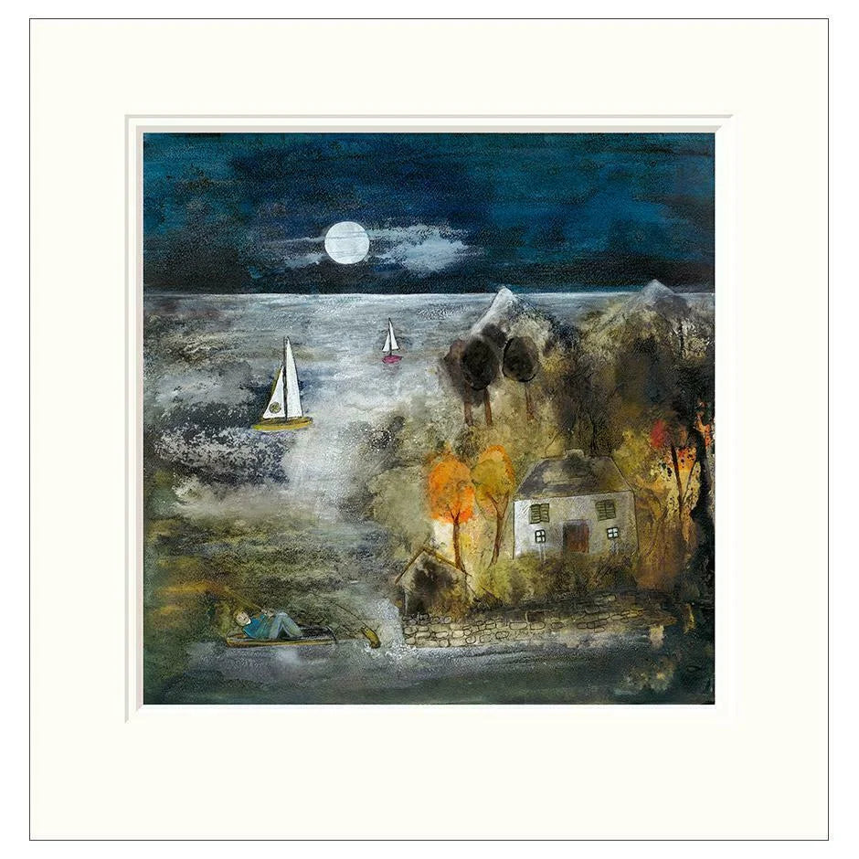 Night Fishing Mounted Limited Edition Print by Rosa Sepple