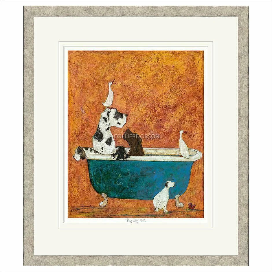 Big Dog Bath Framed Limited Edition Print by Sam Toft